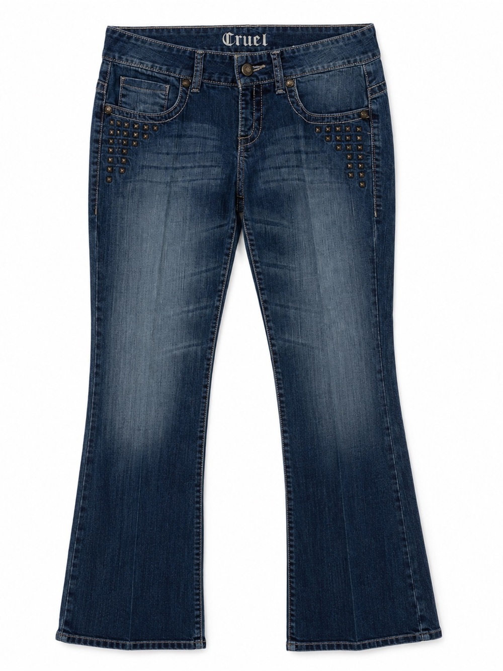 EUC Cruel Keri‎ Studded Low Rise Boot Cut Denim Jeans, 7 Regular